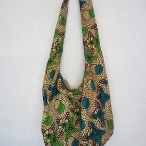 Unbranded Homemade Shoulder/Crossbody Cloth Hobo Purse Brown Floral Zip Close